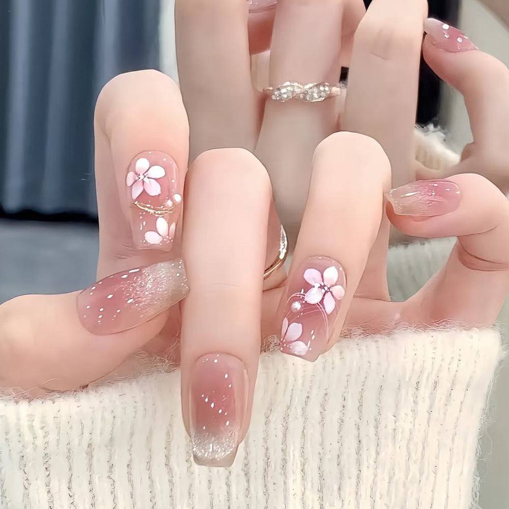 Elegant Floral Print Press-On Nails Kalsten