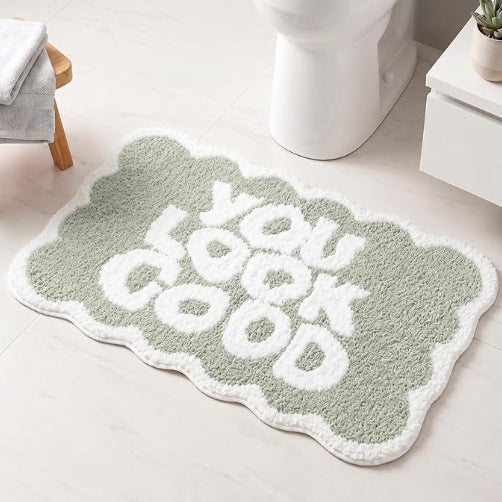 Plush Leaf-Design Bath Mat Kalsten