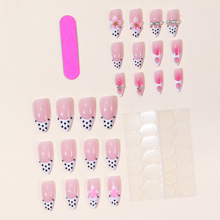 Floral-Accented Stiletto Nail Art Extensions Kalsten