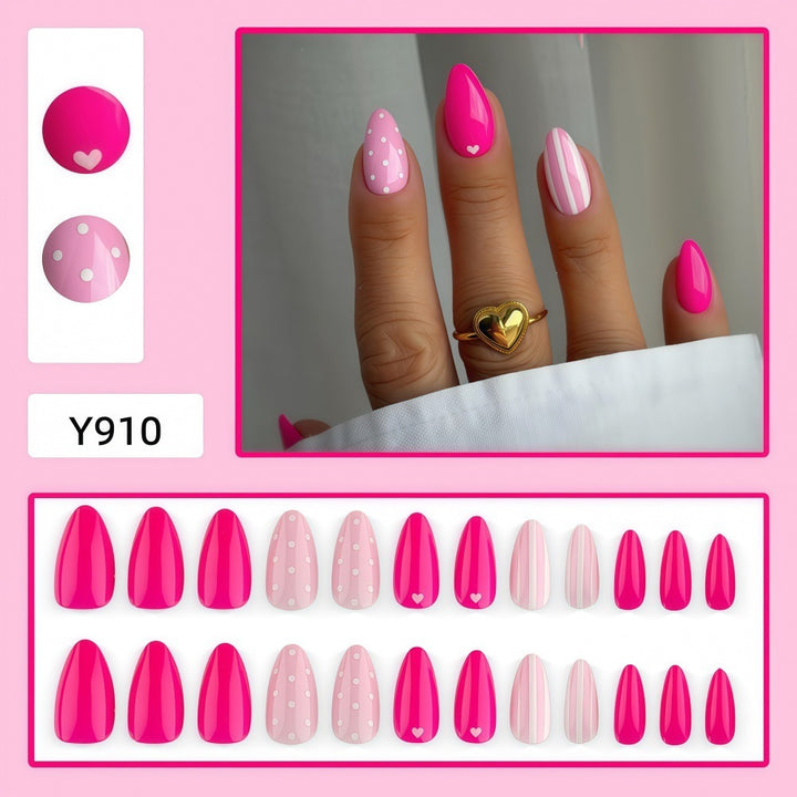 Creative Nail Art with Heart and Dot Design Kalsten