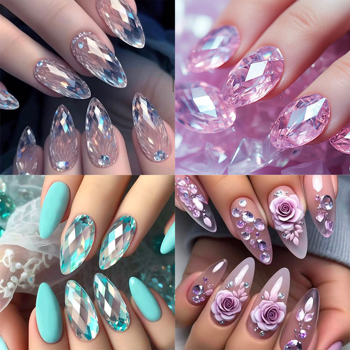 Acrylic nail set with crystal design and sparkling accents Kalsten
