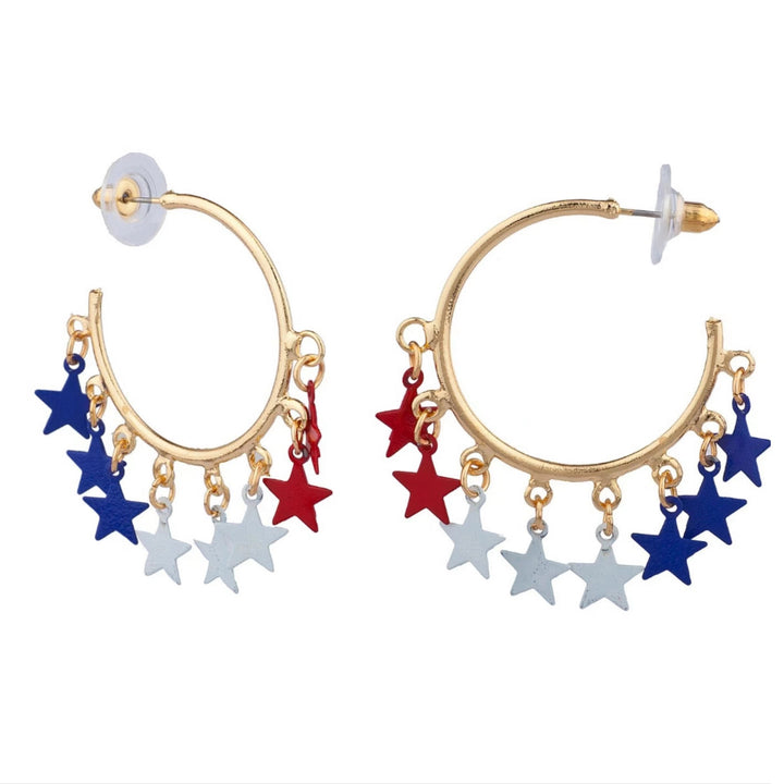 Women's playful star pendant hoop earrings with multi-part hanging elements Kalsten