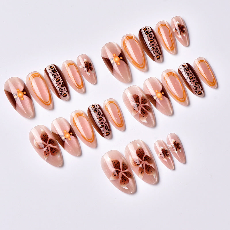 Artistic Press-On Nail Art Set with Floral and Animal Prints Kalsten