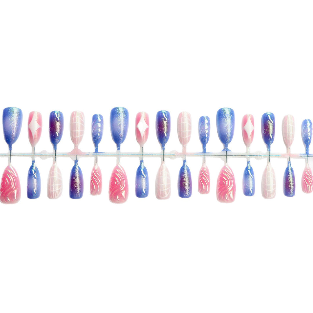 Decorative Press-On Nail Art Set with Iridescent and Abstract Designs Kalsten