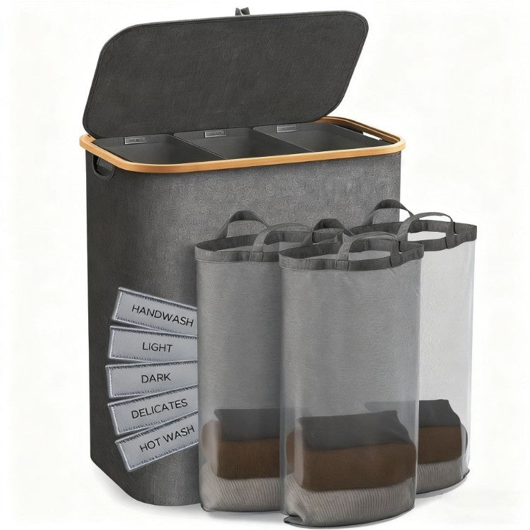 Laundry separation system with three compartments and removable inner pockets Kalsten