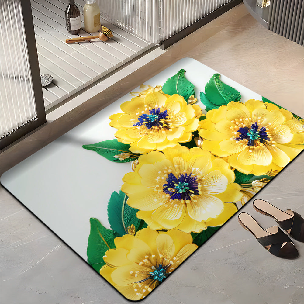Floral-Themed Plush Bath Mat Kalsten