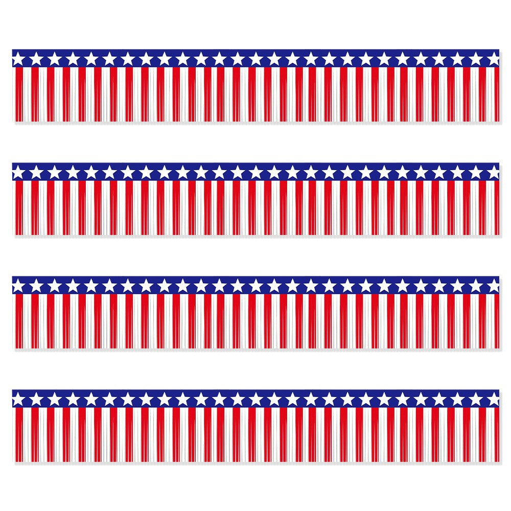 Unisex decorative fringe border made of paper with star banner and elongated hanging strips Kalsten