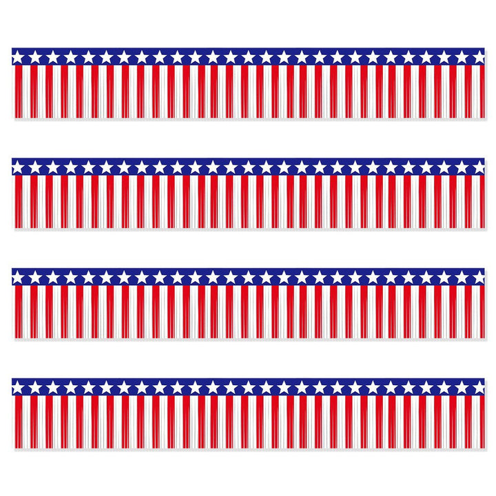 Unisex decorative fringe border made of paper with star banner and elongated hanging strips Kalsten