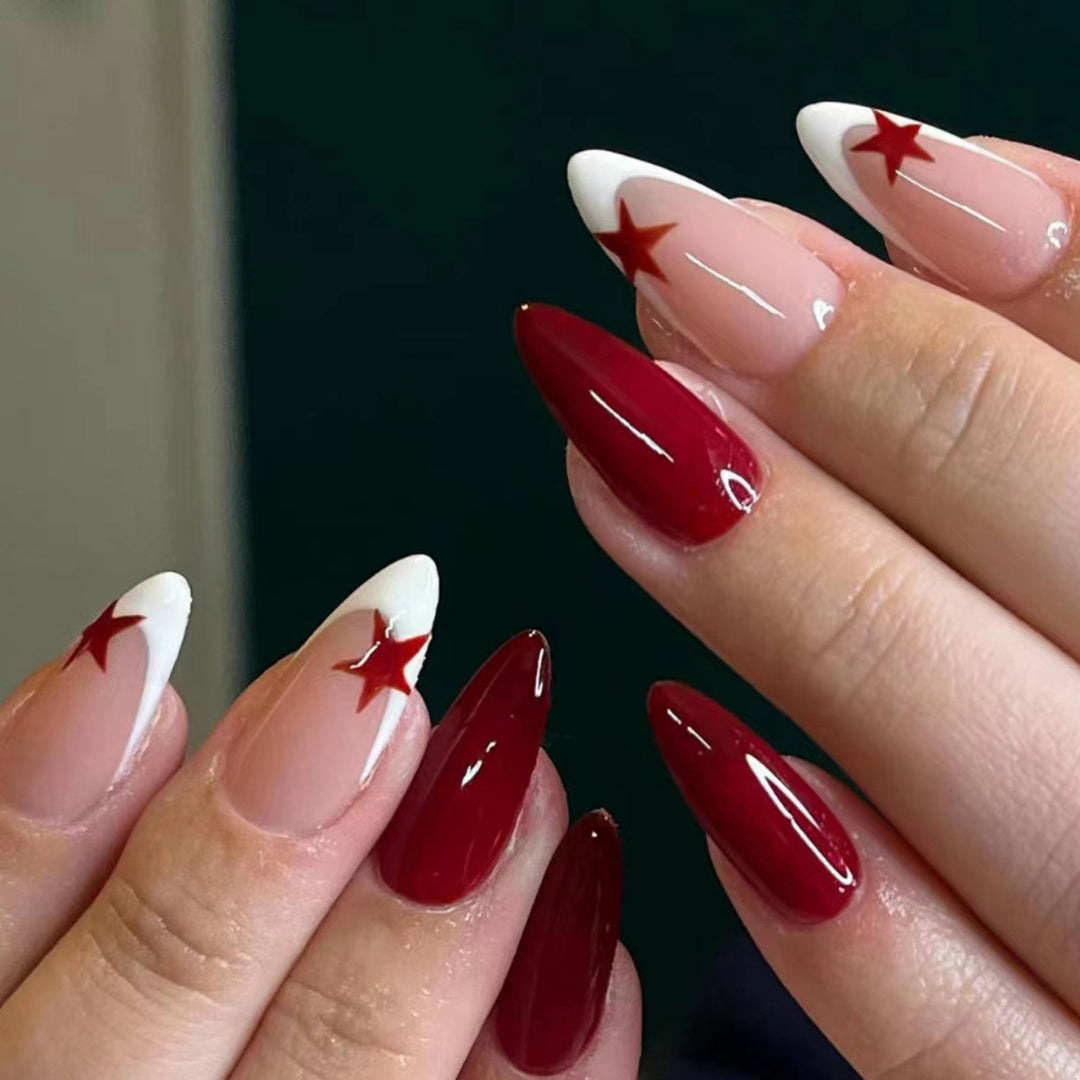 Premium Press-On Nail Set with Star and Glossy Design Kalsten