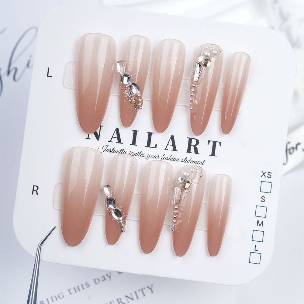 Artistic Press-On Nail Set with Unique Bow and Heart Accents Kalsten