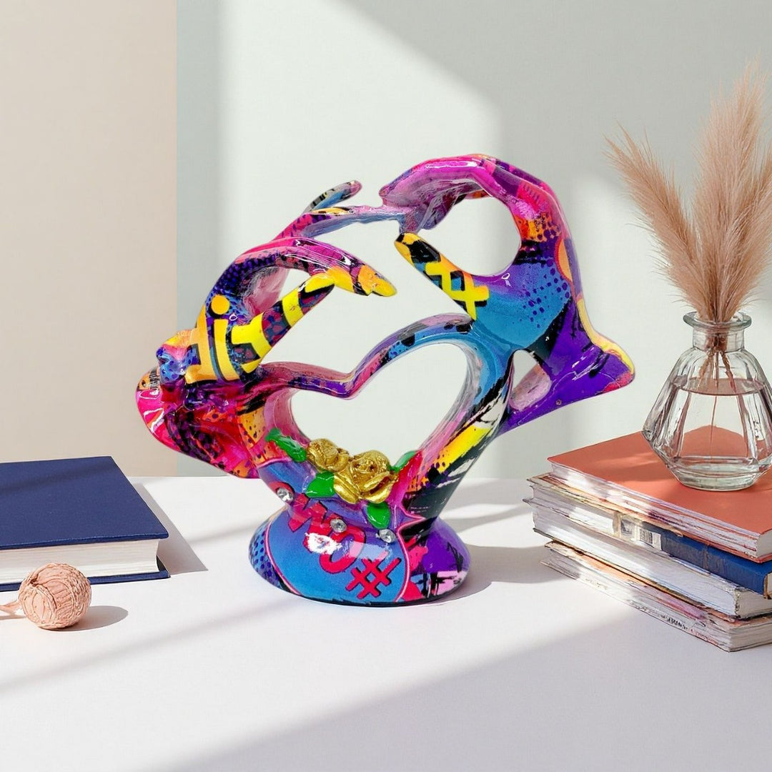 Artistic heart sculpture with intricate painting Kalsten