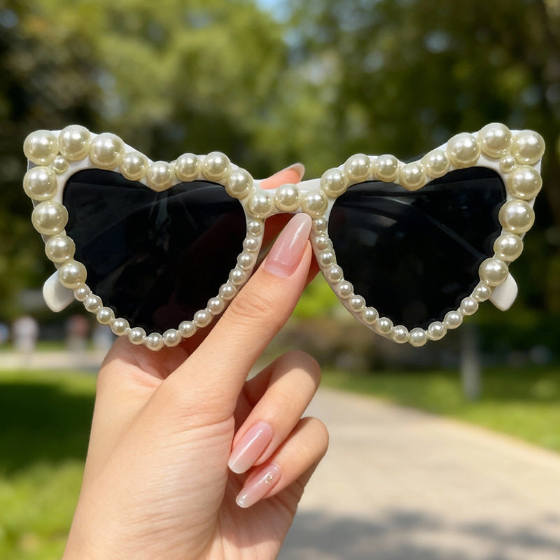 Decorative Pearl-Embellished Cat-Eye Sunglasses Kalsten