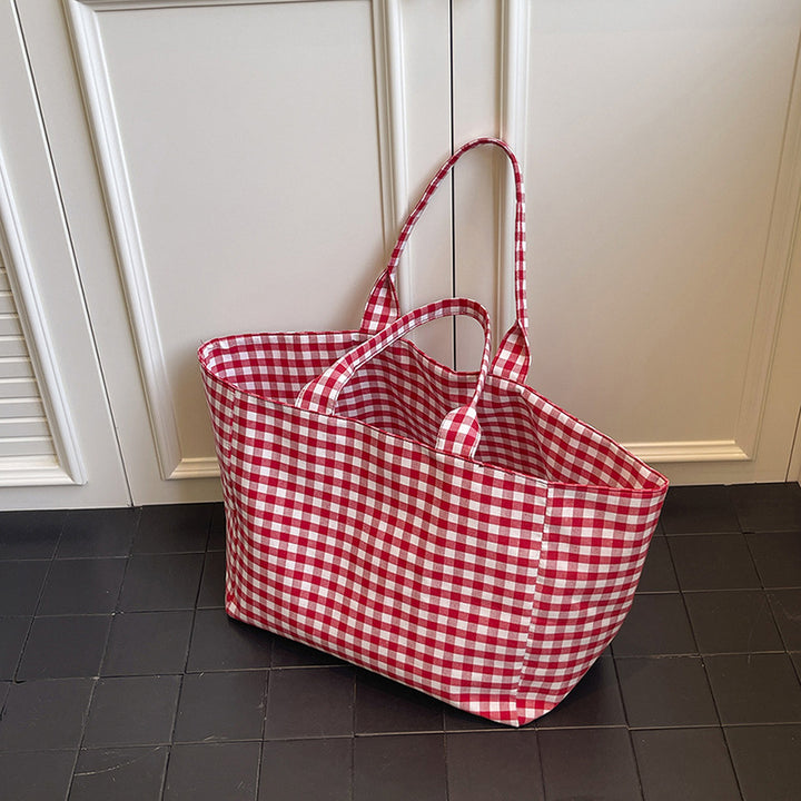Stylish Checked Utility Tote Bag Kalsten