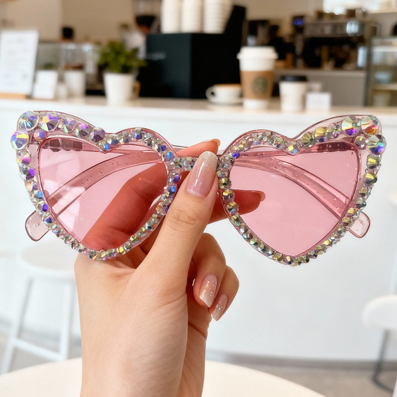 Rhinestone Heart-Shaped Sunglasses Kalsten