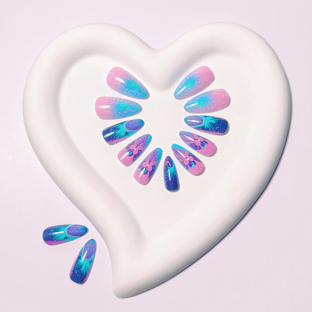 Artificial nails with glittering underwater motif Kalsten