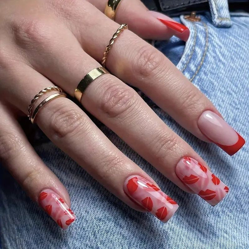 Heart-Embellished Gradient Nail Art Design Kalsten