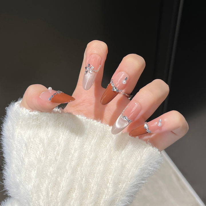 Glamorous Crystal-Embellished Press-On Nail Design Kalsten