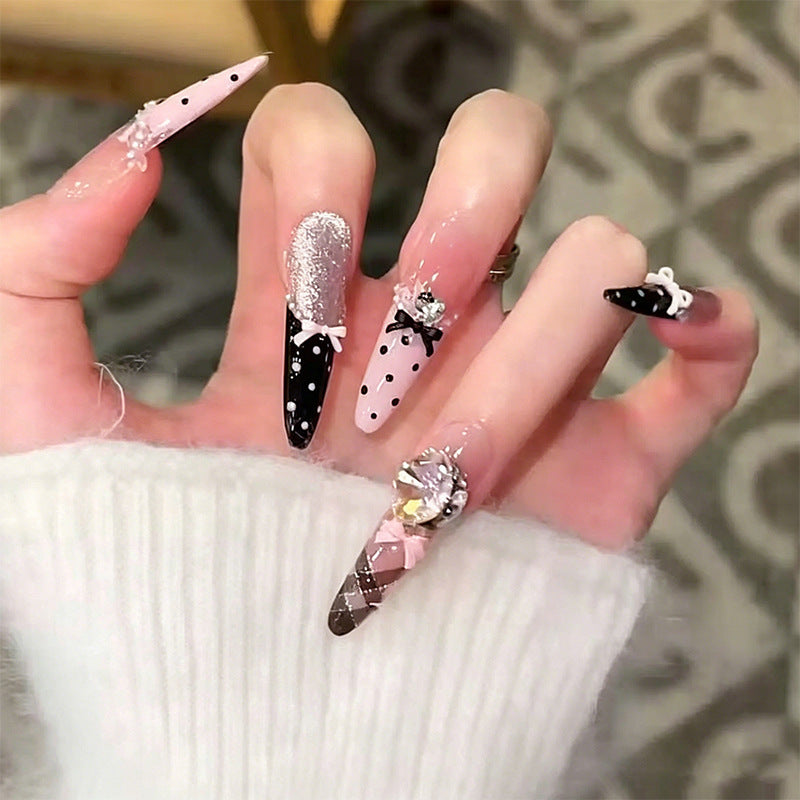 Artificial nail set with sparkling glitter accents Kalsten