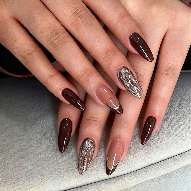 Luxurious Press-On Nail Set with Decorative Accents Kalsten