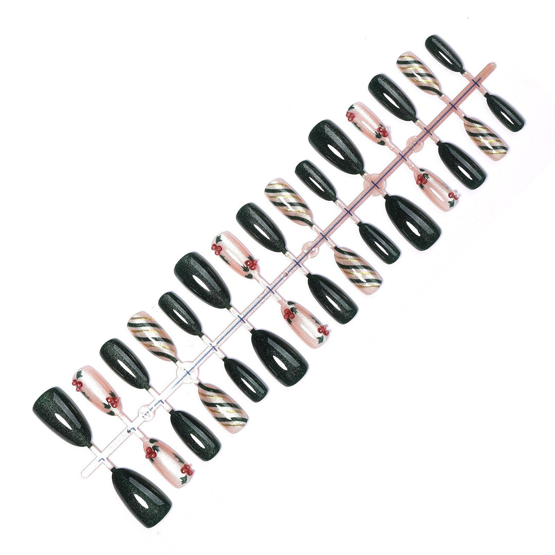 Artificial nail set with floral accents and elegant high-gloss surface Kalsten