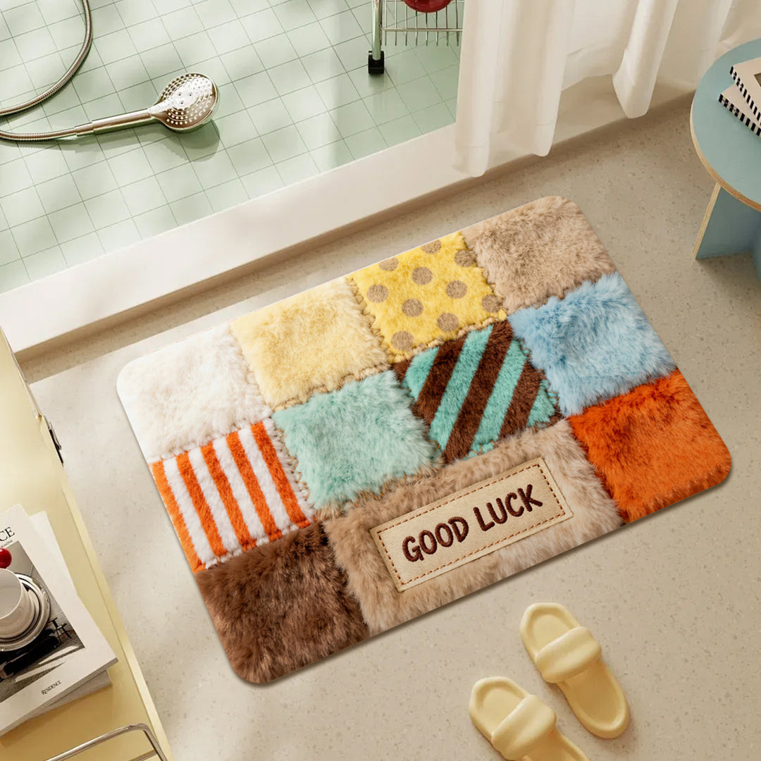 Plush Patchwork Bath Mat