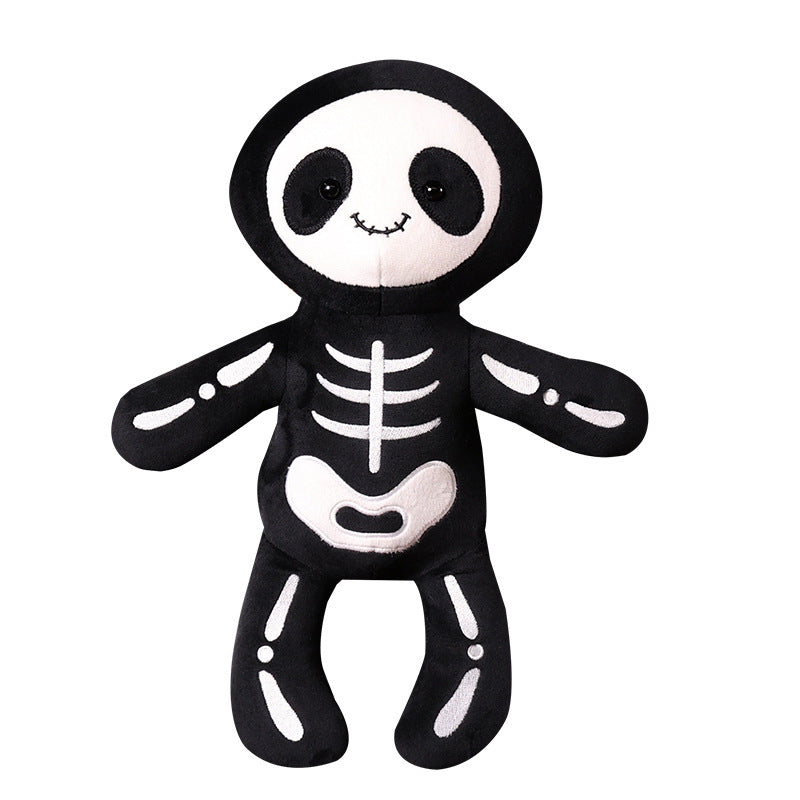 Soft Plush Skeleton Panda Sitting Cuddle Doll with Embroidered Bone Motif Kalsten