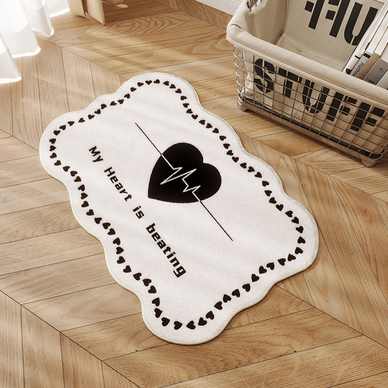 Heart-Themed Plush Bath Mat