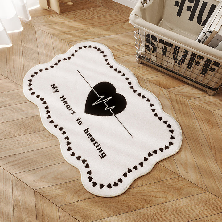 Heart-Themed Plush Bath Mat