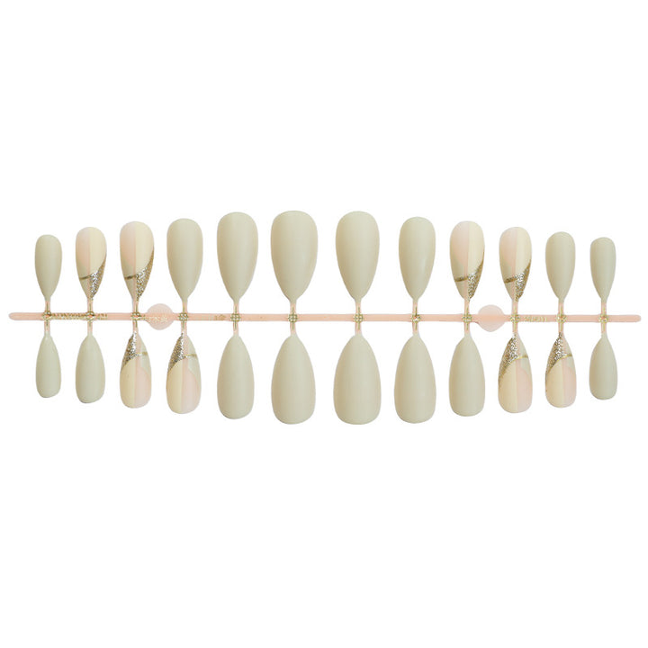 Elegant Press-On Nail Set with Artistic Gold Accents Kalsten