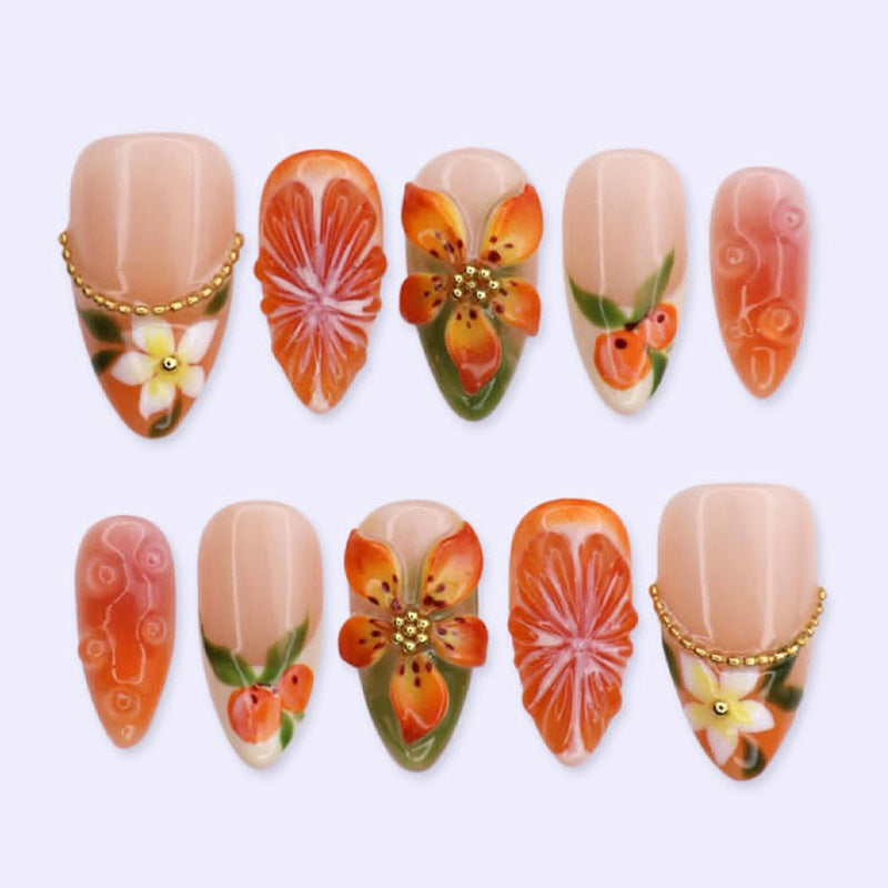 Floral Themed Press-On Nail Set Kalsten