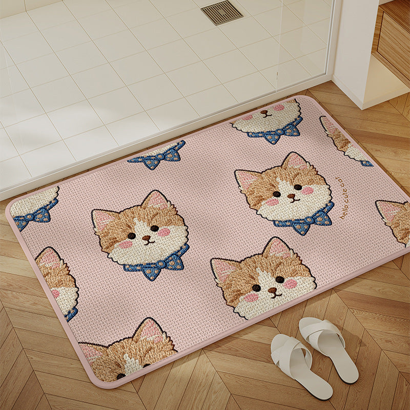 Cute Cartoon Cat-Themed Decorative Bath Mat Kalsten