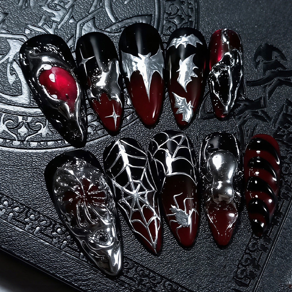 Halloween Nail Art Set with Spider Design and Gel Nails Kalsten
