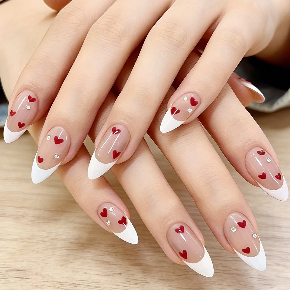 Heart-Embellished Elegant Press-On Nails Kalsten