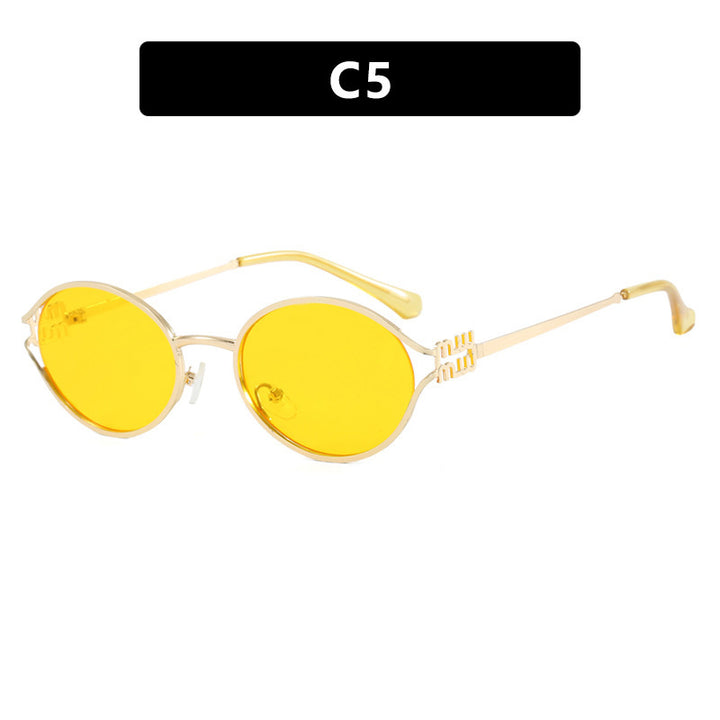 Women's Oval Sunglasses with Elegant Metal Frame and Fashionable Design Kalsten