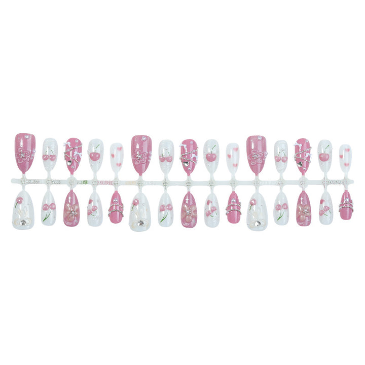 Premium Decorative Press-On Nail Art Set with Floral and Gem Accents Kalsten