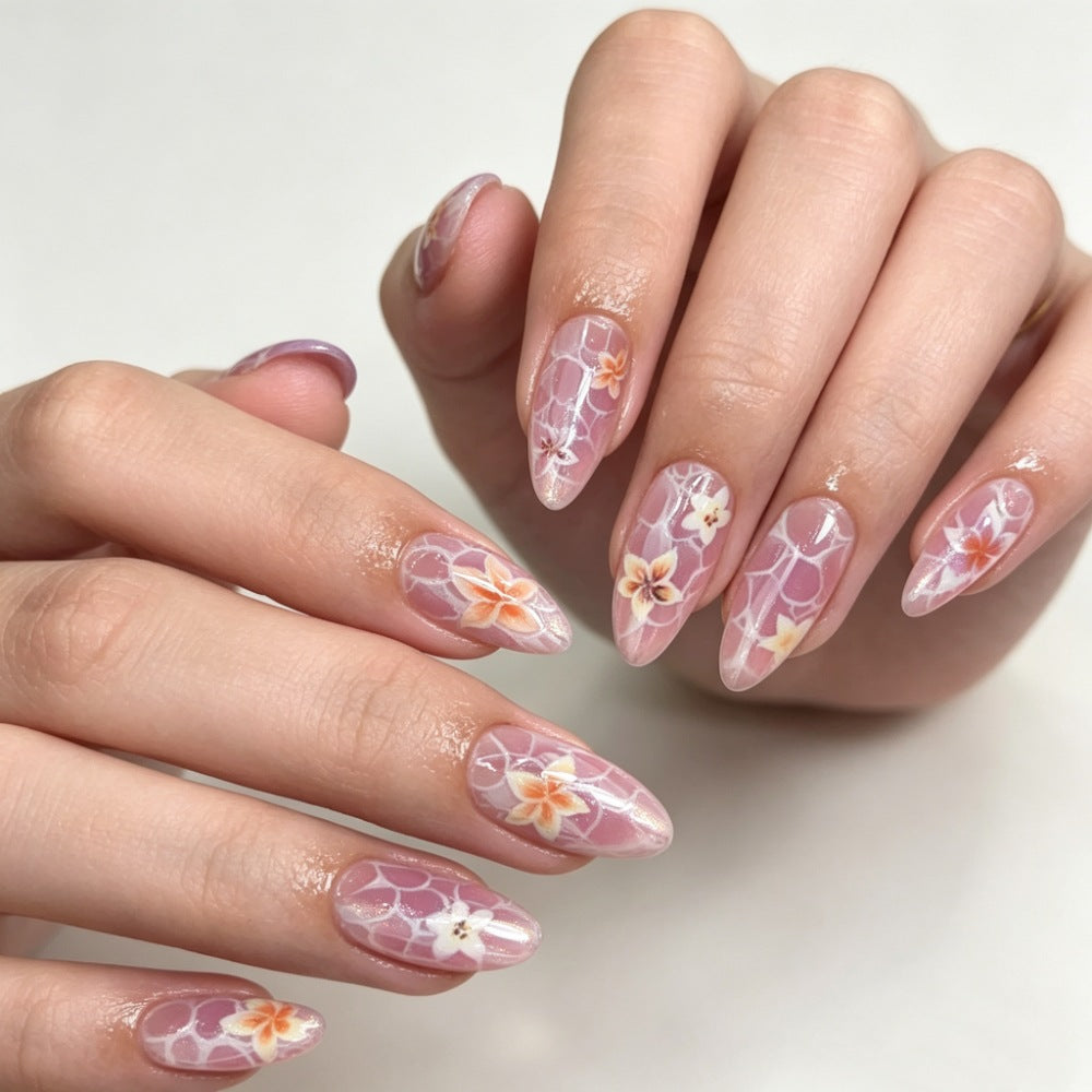 Floral Acrylic Nail Art Extensions