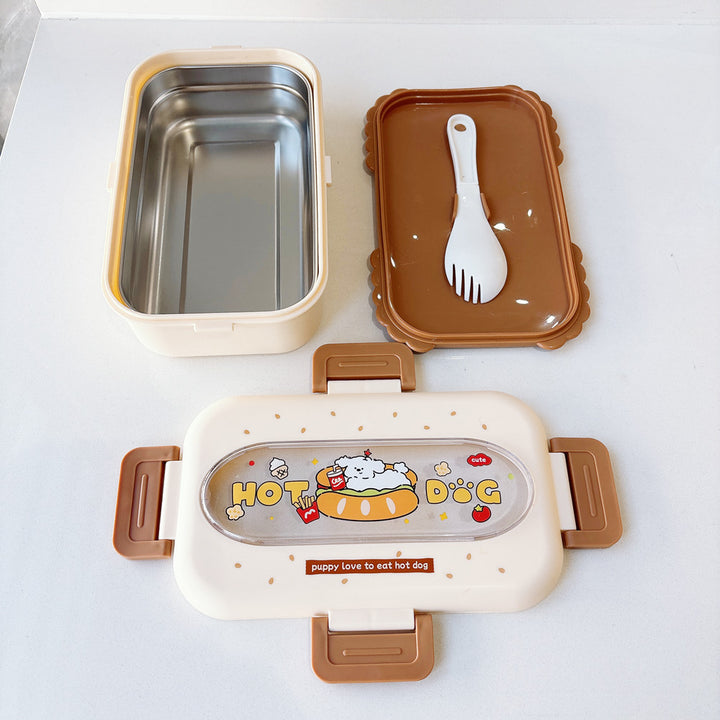 Cartoon-Themed Food Storage Bento Box With Utensils