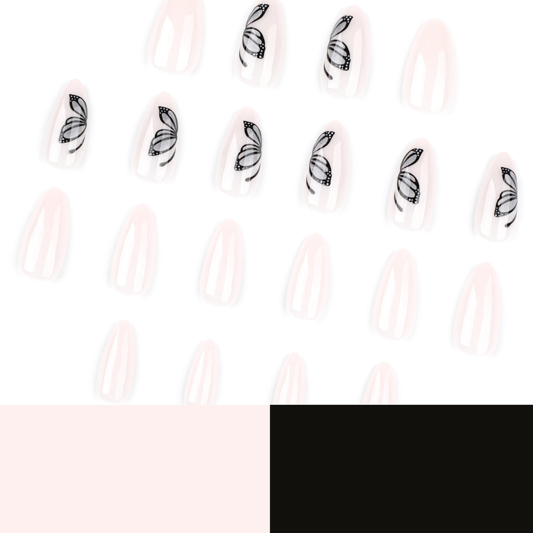 Artful nail extensions with delicate butterfly design Kalsten