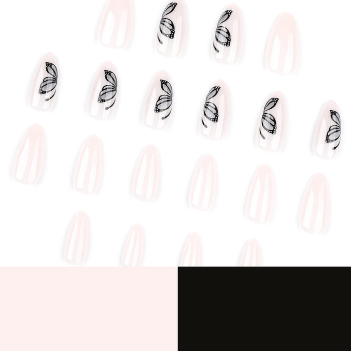Artful nail extensions with delicate butterfly design Kalsten