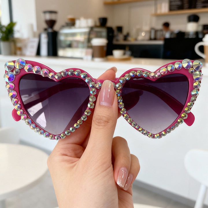 Rhinestone Heart-Shaped Sunglasses Kalsten