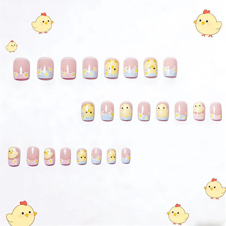 Artificials nails with cheerful chick and flower design Kalsten