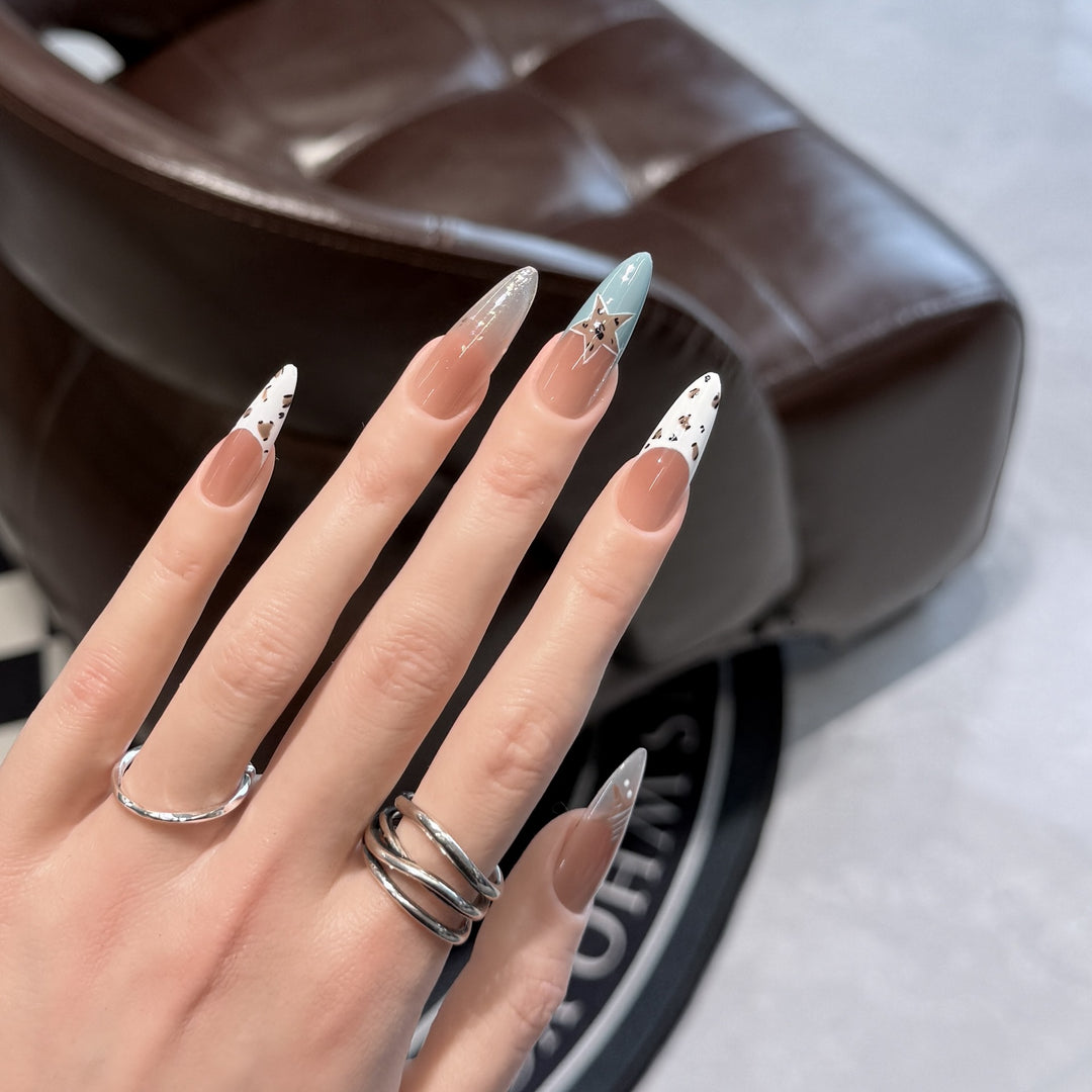 Elegant Stiletto Press-On Nail Set with Artistic Accents Kalsten