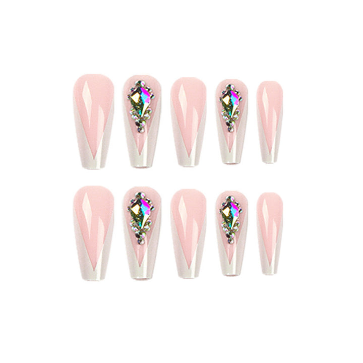 Artificial nails with elegant tips and rhinestone detail Kalsten