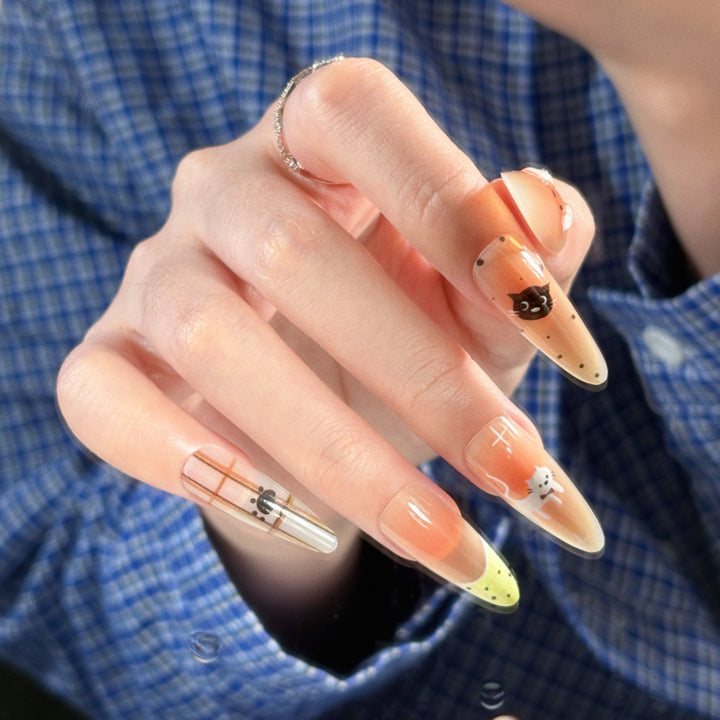 Artistic Cat-Themed Press-On Nails Kalsten