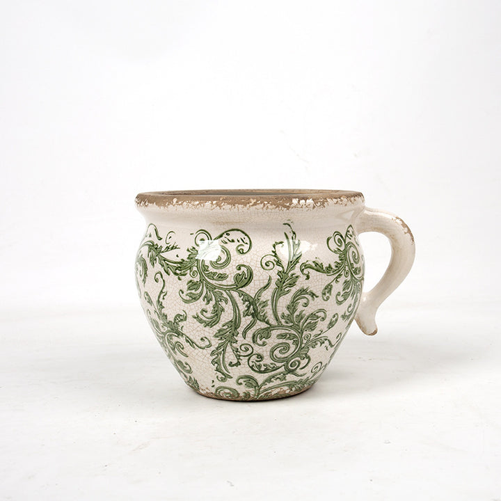 Decorative ceramic pot with floral pattern Kalsten