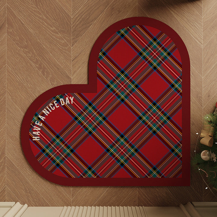 Heart-Shaped Plaid Bath Mat Kalsten