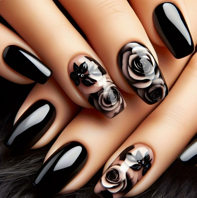 Artistic Floral Press-On Nail Art Enhancements Kalsten