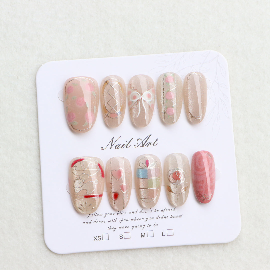 Decorative Press-On Nail Art Set with Artistic Designs Kalsten