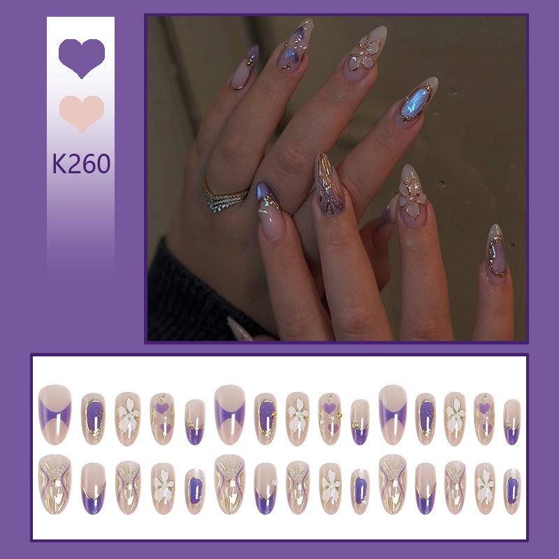 Artificial nail set with elegant flower and glitter details Kalsten