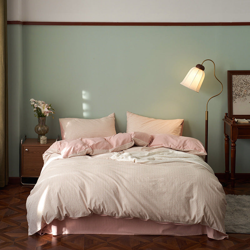 Premium cotton bedding set with fine canvas texture and zipper